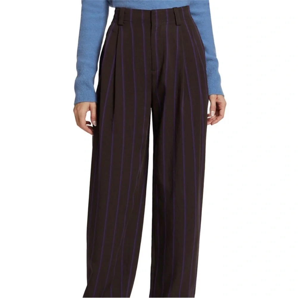 BNWT nwt Vince Striped Pleat Front Wide Leg Cropped Pant - Picture 2 of 7